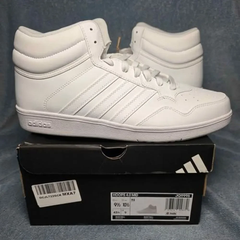 Adidas Hoops 4.0 Mid White Sneakers Men's 9.5 / Women's 10.5